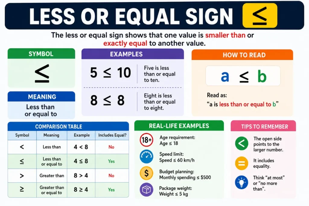 less or equal sign