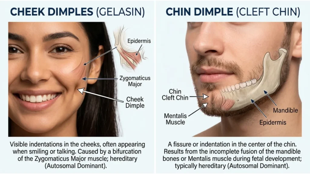 are dimples dominant or recessive