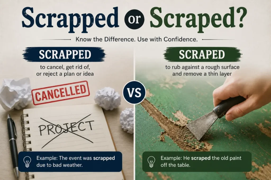 scrapped or scraped