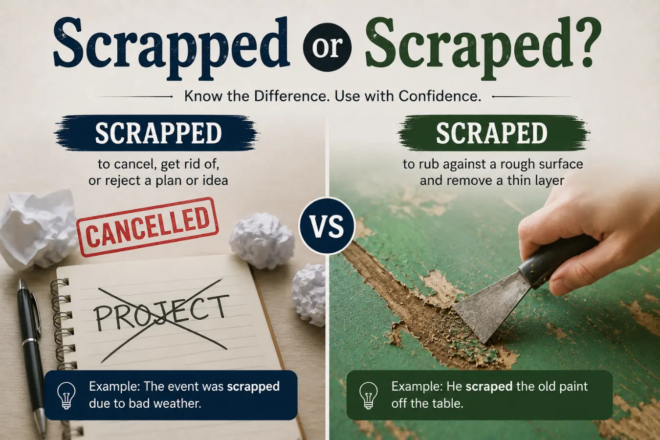 Scrapped or Scraped: Key Differences